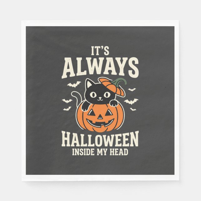 Allhelgonsa Black Cat Pumpa Design Pappersservett (Framsidan)