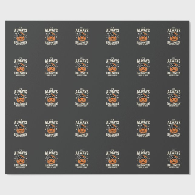 Allhelgonsa Black Cat Pumpa Design Presentpapper (Platt)