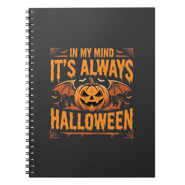 Allhelgonsmörja Pumpa Fladdermus Vektor Design_1 Anteckningsbok (Framsidan)