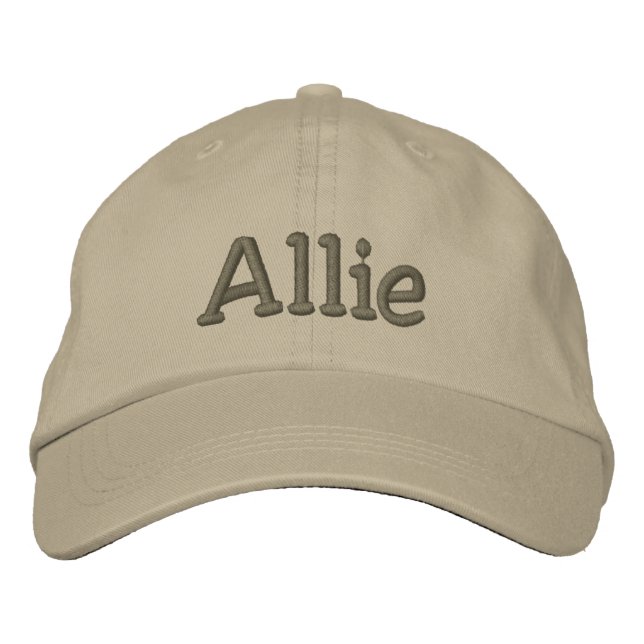 Allie Namn Embroized Baseball Cap - Khaki Broderad Keps (Framsida)