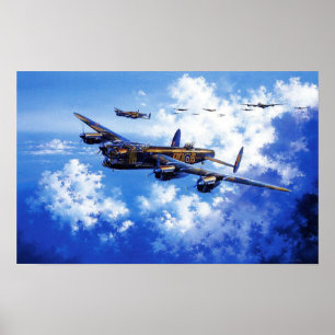 Allierad flygplansformation Vintage-bild Poster