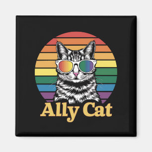 Allierad Katt HBT regnbågsflagga HBTQ-gåva Magnet