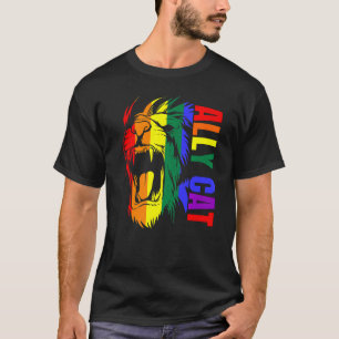 Allierad Katt Lejon Regnbåge Gay Pride Lgbt Stöd S T Shirt