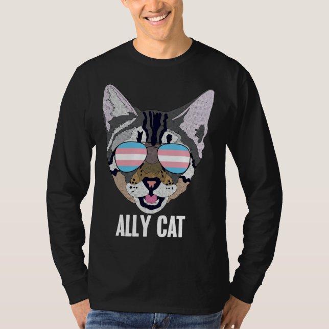 Allierad Katt Rolig Katt Transstolthet T Shirt (Framsida)