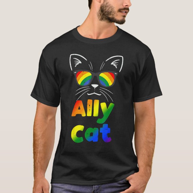 Allierad katt transpersonell transstolthetssaker f t shirt (Framsida)