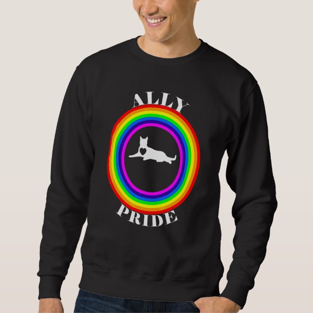 Allierad Pride HBTQ Jämlikhet Regnbåge Lesbisk Gay Lång Ärmad Tröja (Framsida)