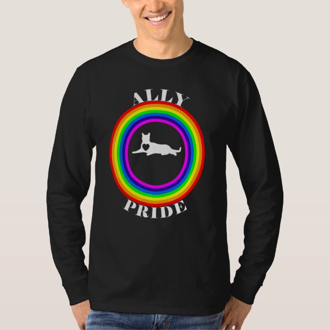 Allierad Pride HBTQ Jämlikhet Regnbåge Lesbisk Gay T Shirt (Framsida)