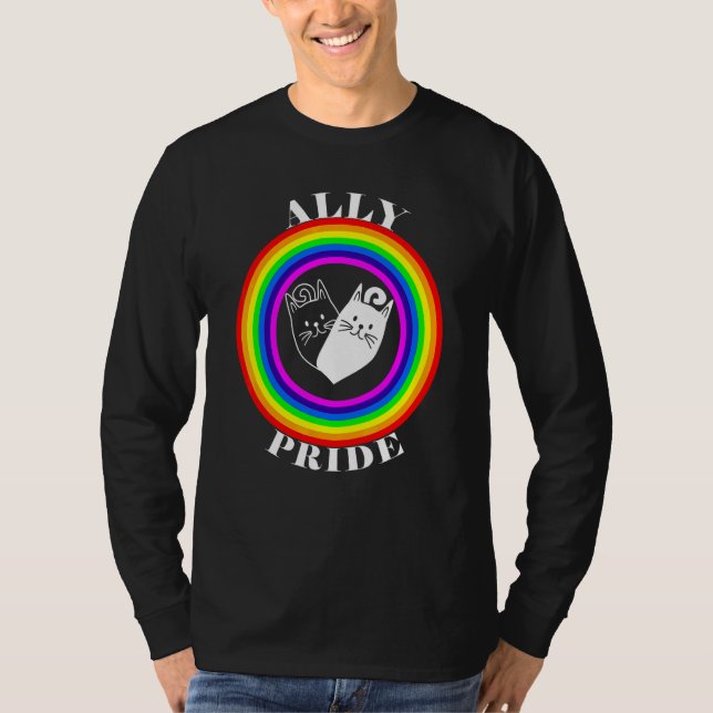 Allierad Pride HBTQ Jämlikhet Regnbåge Lesbisk Gay T Shirt (Framsida)