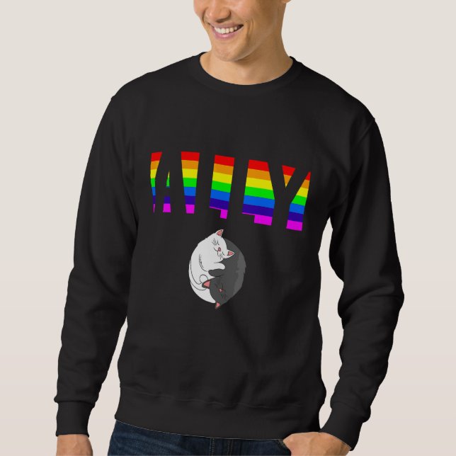 Allierad Pride HBTQ Likhet Regnbåge Lesbisk Gay Tr Lång Ärmad Tröja (Framsida)