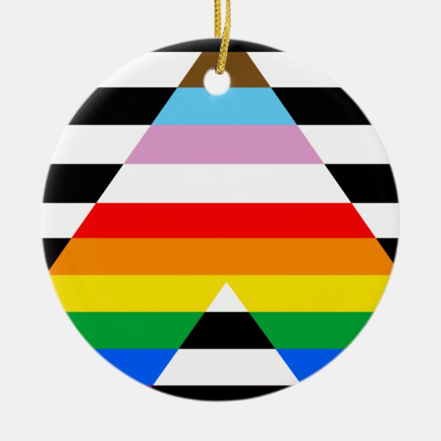 Allierad Progress Pride Flagga Julgransprydnad Keramik (Framsidan)