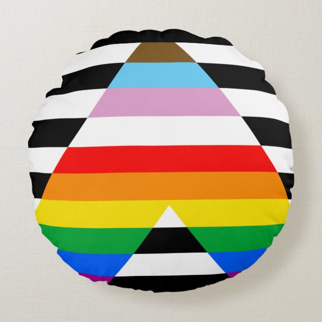 Allierad Progress Pride Flagga Rund Kudde (Framsidan)
