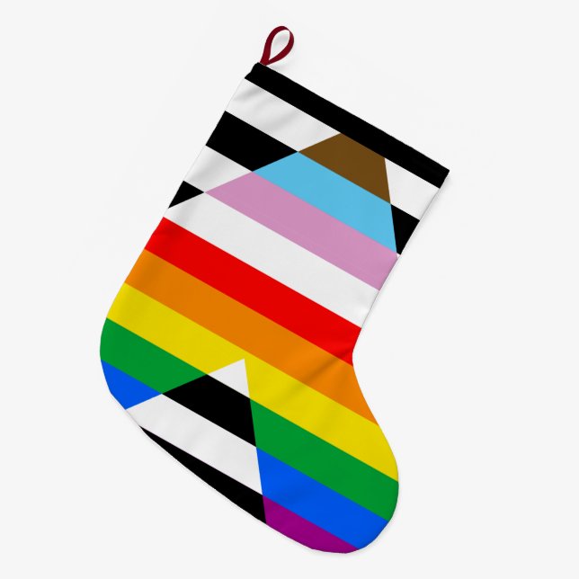 Allierad Progress Pride Flagga Stor Julstrumpa (Framsidan (Hängande))