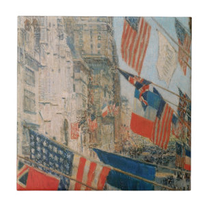 Allies Day, maj 1917 by Childe Hassam, Vintage Art Kakelplatta