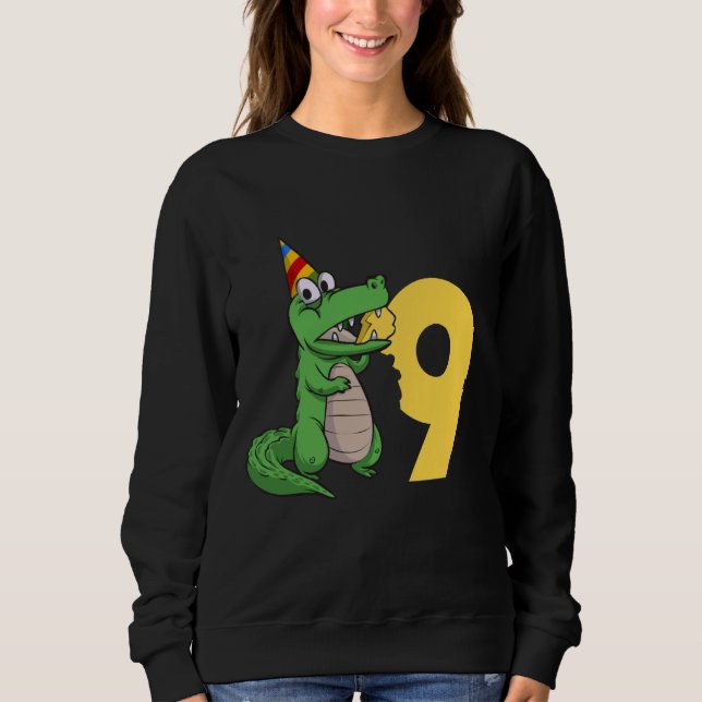 Alligator 9:e födelsedagen 9 år gammal krokodil Al T Shirt (Framsida)