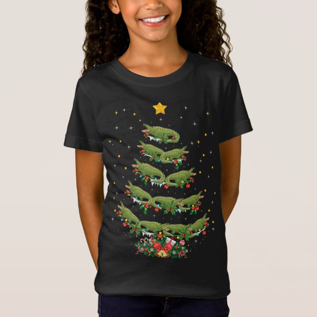 Alligator Älskare Julafton Gift Alligator Julgran T Shirt (Framsida)