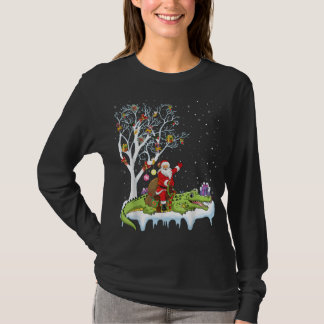 Alligator Älskare Julafton Gift Santa Riding Allig T Shirt