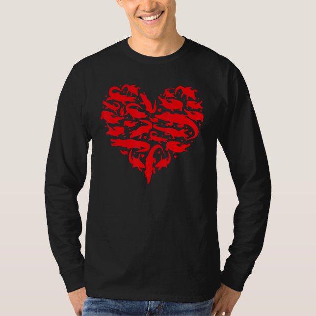 Alligator Animal Lover FUNNY Heart Alligator Valen T Shirt (Framsida)