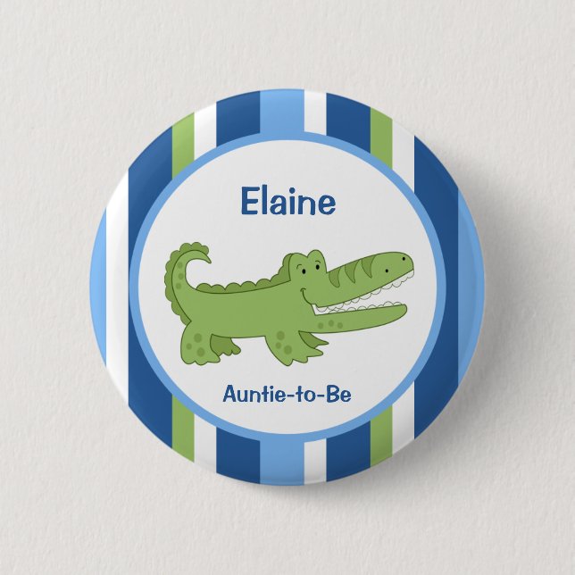 Alligator Anpassad namnskylt Knappar Blå/Grön (Framsida)