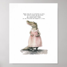 Alligator Art Print - "Alligator in Rosa" Poster