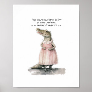 Alligator Art Print - "Alligator in Rosa" Poster