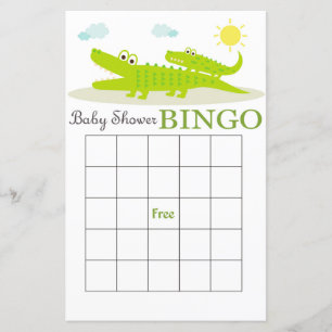 Alligator baby shower bingo-kort
