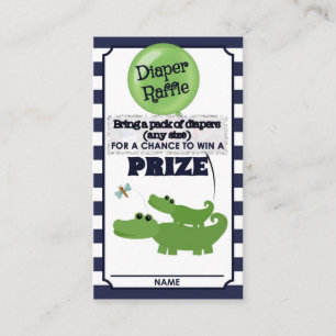 Alligator Baby Shower DIAPER RAFFLE BILJETT Blue Tilläggskort