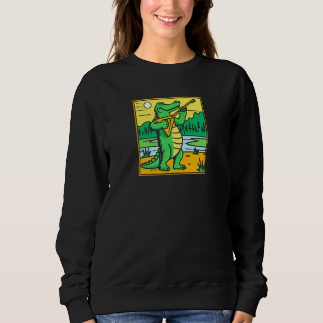Alligator Banjo Spelare Krokodil Gitarr Musik Kill T Shirt (Framsida)