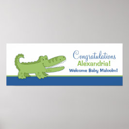 Alligator Banner Poster Skriv ut - blått/Grönt