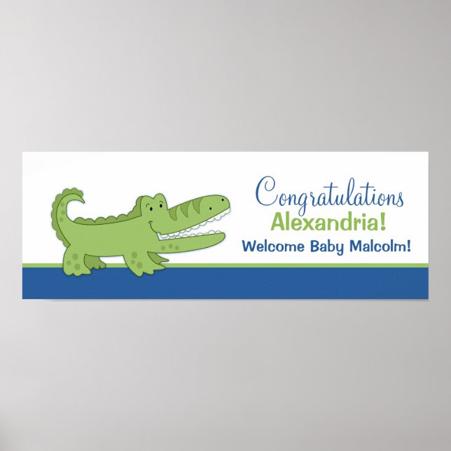 Alligator Banner Poster Skriv ut - blått/Grönt (Framsidan)