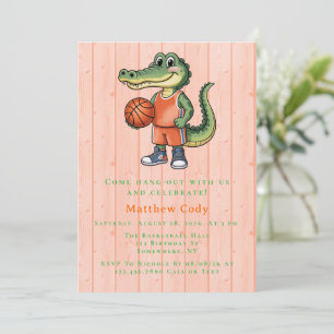 Alligator Basketboll Födelsedagsfest För Pojkar Inbjudningar