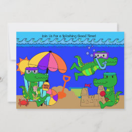 Alligator Beach Party Swimming Birthday-inbjudan Inbjudningar