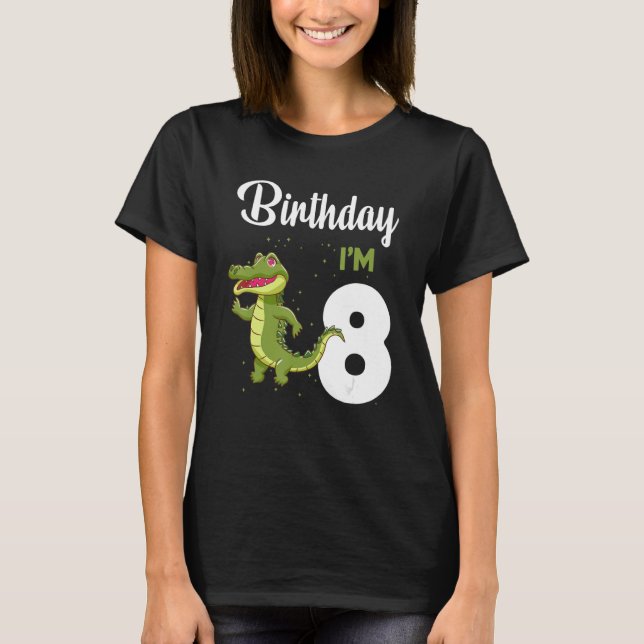 Alligator Birthday 8 Year Old Rabbit Kids Girls B T Shirt (Framsida)