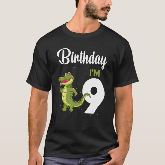 Alligator Birthday 9 Year Old Rabbit Kids Girls B T Shirt (Framsida)