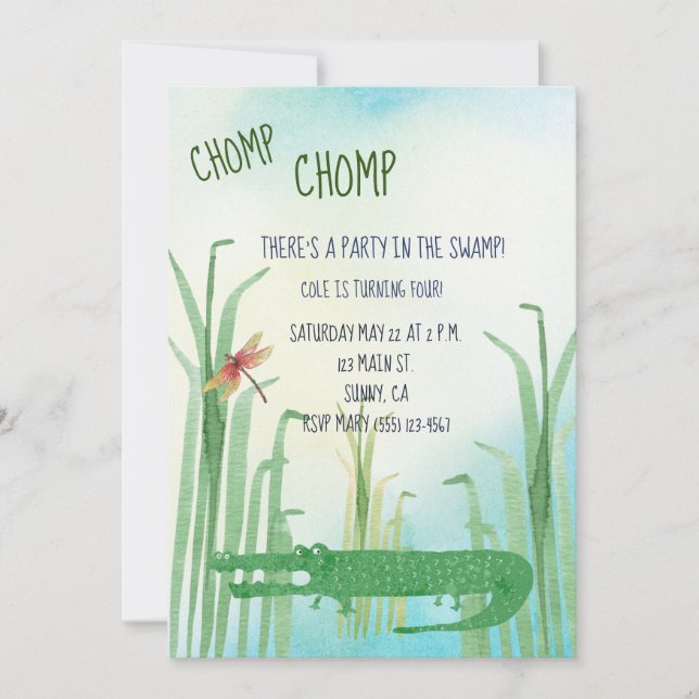 Alligator Birthday-inbjudan Inbjudningar (Framsida)
