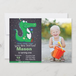 Alligator Birthday-inbjudan med foto Inbjudningar