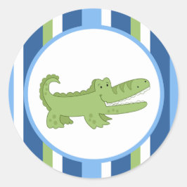 Alligator Blå/Grön Kuvert Försegling / Topp 20 Runt Klistermärke