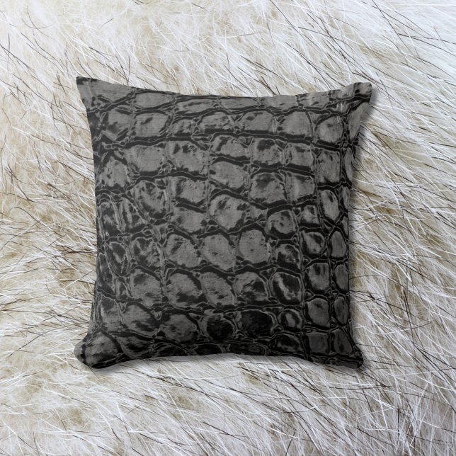 Alligator Black Faux Leather Kudde (Skapare uppladdad)