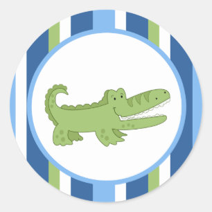 Alligator Blue/Grönt Kuvert Seals/Toppers 20 Runt Klistermärke