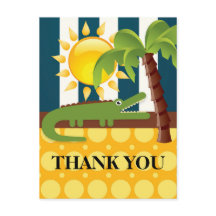 Alligator Blue Gult Födelsedagsfest Tack