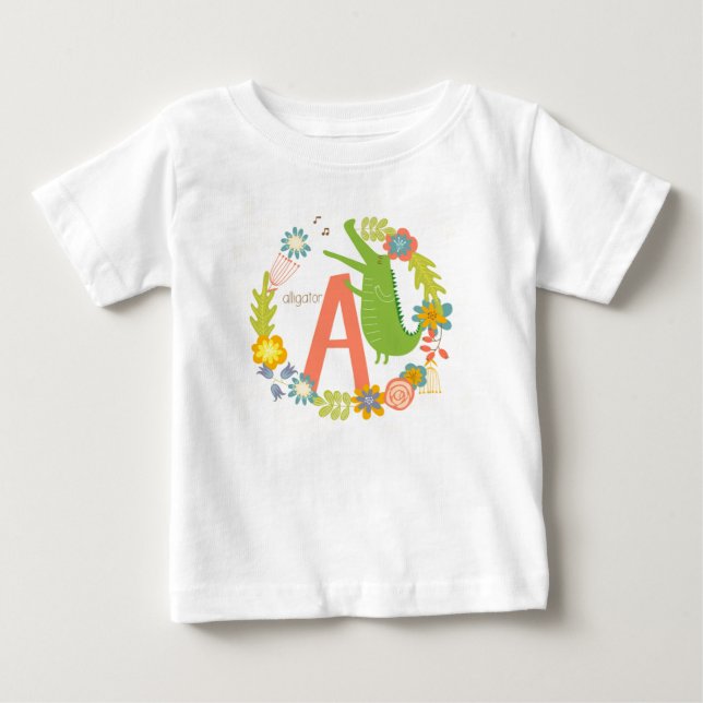 Alligator Brev A i den animaliska alfabetserien T Shirt (Framsida)