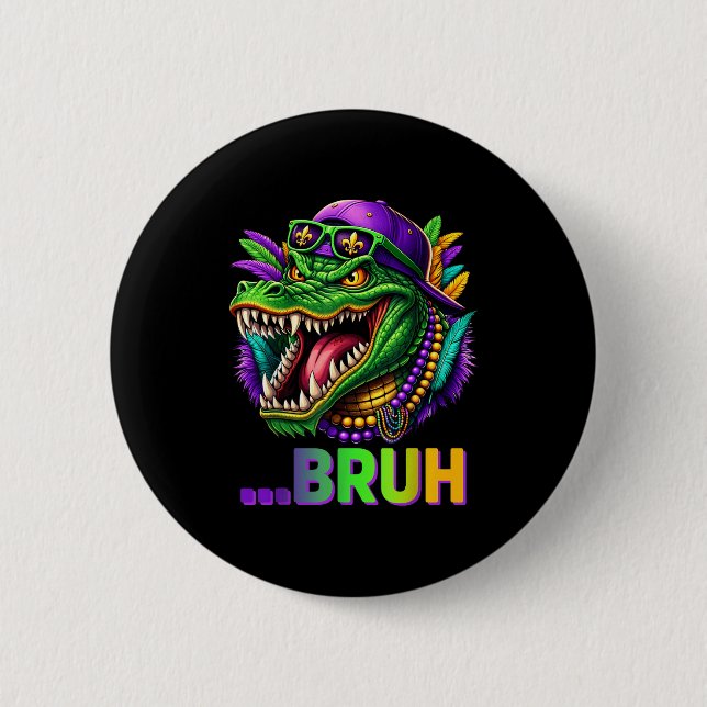 Alligator Bruh Mardi Gras Costume Men Women Kids  Knapp (Framsida)