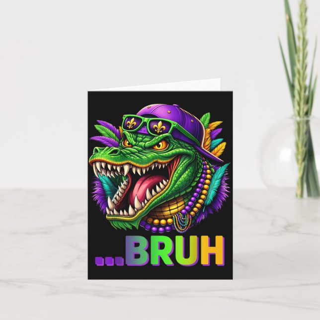 Alligator Bruh Mardi Gras Costume Men Women Kids  Kort (Framsida)
