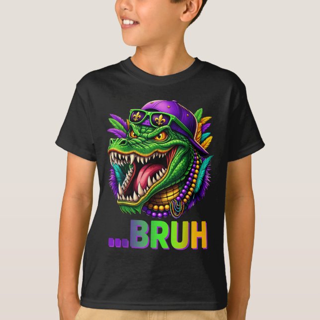 Alligator Bruh Mardi Gras Costume Men Women Kids  T Shirt (Framsida)