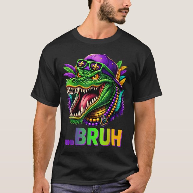 Alligator Bruh Mardi Gras Costume Men Women Kids  T Shirt (Framsida)