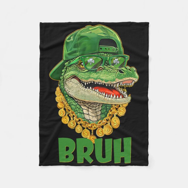 Alligator Bruh St Patricks Day kostym tonåringar p Fleecefilt (Framsidan)