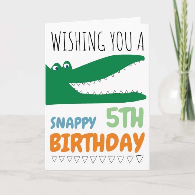 Alligator Chomp, Chevron Birthday-hälsningskort Inbjudan (Framsida)