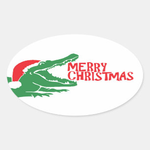Alligator christmas-dekal ovalt klistermärke