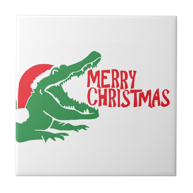 Alligator christmas-panel kakelplatta (Framsidan)