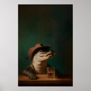 Alligator Cowboy Konsttryck, Surrealistiskt Djurvä Poster