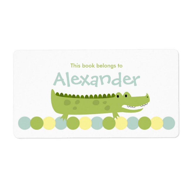 Alligator Crocodile Bookplate Label - Bok Plate Fraktsedel (Framsidan)